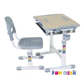 Парта - мольберт детская и стул для учебы и рисования FunDesk Bambino Grey
