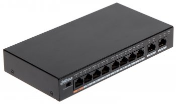 Коммутатор DAHUA <DH-PFS3010-8ET-96> ( 10 портов 10/100 Мбит/сек, 1 порт IEEE 802.3bt (UPoE)) неуправляемый