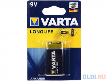 Батарейка VARTA LONGLIFE 9V/6LR61, 1шт. в блистере