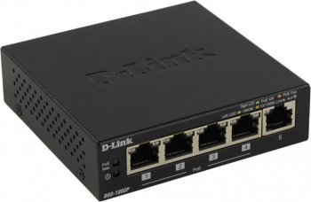 Коммутатор D-Link <DGS-1005P /A1A> 5-port Gigabit (4UTP 1000Mbps PoE + 1UTP 1000Mbps)