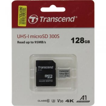 Карта памяти microSDXC 128Gb Transcend TS128GUSD300S-A + adapter