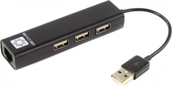 Сетевая карта внешняя 5bites <UA2-45-06BK> адаптер USB2.0 --> UTP 100Mbps + 3-port USB2.0 Hub