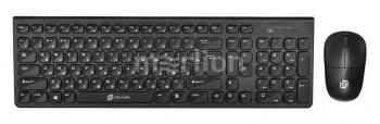 Комплект клавиатура + мышь Оклик 220M клав:черный мышь:черный USB беспроводная slim Multimedia (1062000)