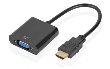Переходник черный Easyidea HDMI (19M) -> VGA(15F) + audio + power