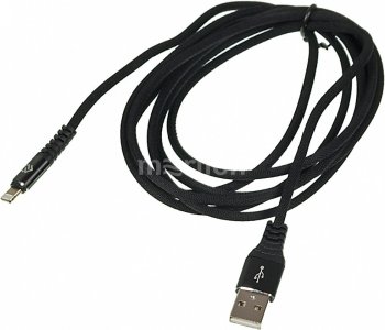 Кабель Digma LIGHT-2M-BRAIDED-BLK USB (m)-Lightning (m) 2м черный