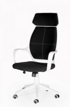 Кресло эргономичное Поло (CX0988H01 white+black) Белый пластик/ черная ткань