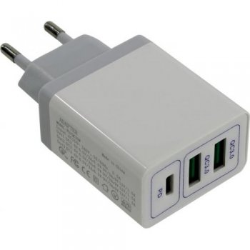 Зарядка USB-устройств KS-is KS-365 USB (Вх. AC100-240V, Вых. DC5V/9V/12V, 30W, 2xUSB, USB-C)