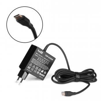 Адаптер питания TopON TOP-UC65W <102449> USB-C (Вх. AC100-240V, Вых. DC5V-20V, 65W, кабель USB-C)