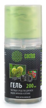 Чистящий комплект (салфетка + гель) Cactus CS-S3004E для экранов и оптики 1шт 18x18см 200мл