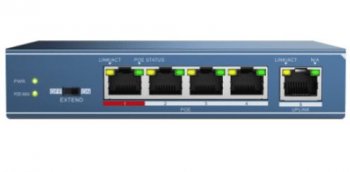 Коммутатор HiWatch DS-S504P(B) 5x100Мбит/с 4PoE+ 35W неуправляемый