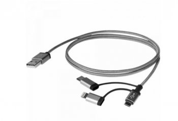 Кабель QUMO USB-->Apple 8pin/Type C/Micro USB 1м