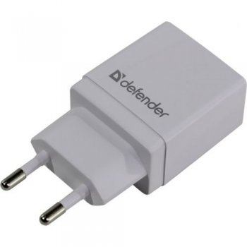 Зарядка USB-устройств Defender EPA-10 White <83549> USB (Вх. AC100-240V, Вых. DC5V, 10.5W, USB)