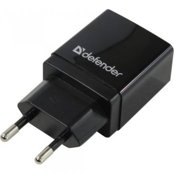 Зарядка USB-устройств Defender EPA-10 Black <83572> USB (Вх. AC100-240V, Вых. DC5V, 10.5W, USB)