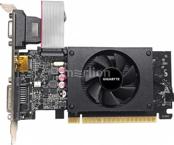 Видеокарта Gigabyte PCI-E GV-N710D5-2GIL NVIDIA GeForce GT 710 2048 Мб 64bit GDDR5 954/5010 DVIx1 HDMIx1 CRTx1 HDCP Ret low profile