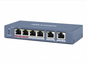 Коммутатор Hikvision DS-3E0106HP-E 4x100Mb 2PoE+ 60W неуправляемый