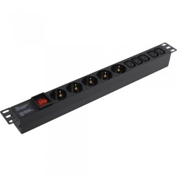 Блок распределения питания Exegate ServerPro PDU-19H008 Al-5C135S-C14-SW <EX280866RUS> 19",чёрный 1U,5xIEC-320-C13,5xЕвр