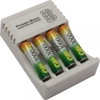 Зарядное устройство GP <GP100AAAHC/CPB-2CR4> (NiMH, AA/AAA, питание от USB) +AAAx4шт аккум.