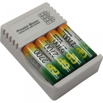 Зарядное устройство GP <GP270AAHC/CPB-2CR4> (NiMH, AA/AAA, питание от USB) +AAx4шт аккум.
