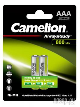 Аккумулятор AAA - Camelion Always Ready 1.2V 800mAh Ni-Mh BL-2 NH-AAA800ARBP2 (2 штуки) 7965
