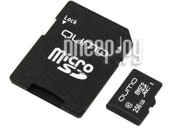 Карта памяти 256Gb - Qumo MicroSDXC UHS-I U3 Pro Seria 3.0 QM256GMICSDXC10U3 с адаптером SD