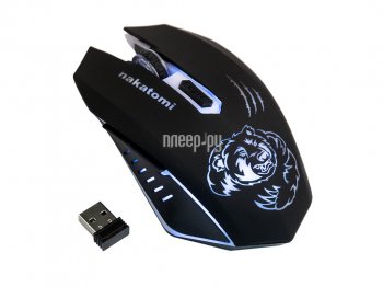 Мышь беспроводная Nakatomi Wireless Optical Mouse <MROG-15UR> (RTL) USB 6btn+Roll