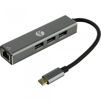 Сетевая карта внешняя VCOM <DH311A> USB3.1 Hub 3 port, LAN, подкл. USB-C