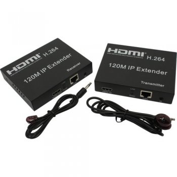 Удлинитель по витой паре HDMI Extender (HDMI 19F -> RJ45 -> HDMI 19F, до 120м) +б.п.