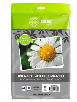 Бумага Cactus CS-MA410020EDS A4/100г/м2/20л./белый матовое/матовое для струйной печати