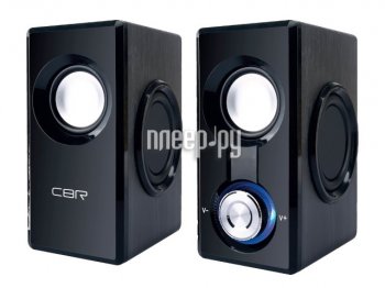 Колонки CBR CMS 504 Black, 2.0, питание 220 В, 2х3 Вт (6 Вт RMS), материал корпуса MDF, 3.5 мм линейный стереовход, регул. громк.