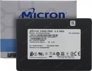 Твердотельный накопитель (SSD) 240 Gb SATA 6Gb/s Micron 5300 PRO <MTFDDAK240TDS> 2.5" 3D TLC