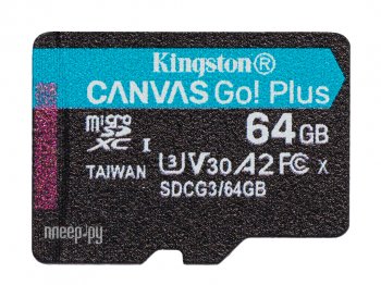 Карта памяти Kingston <SDCG3/64GBSP> microSDXC Memory Card 64Gb A2 V30 UHS-IU3