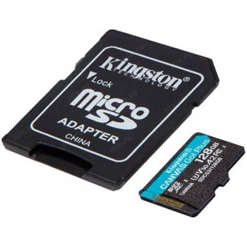 Карта памяти Kingston <SDCG3/128GB> microSDXC Memory Card 128Gb A2 V30 UHS-I U3 + microSD-->SD Adapter