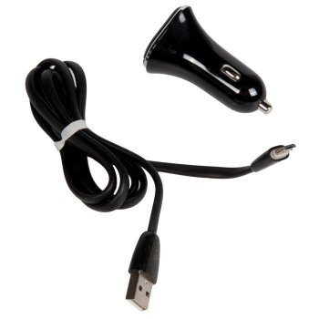 Автомобильный адаптер питания AC22m (от прикуривателя) More choice AC22m, два разъема USB, кабель Micro USB, 2.4A, черный
