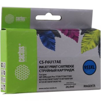 Картридж Cactus CS-F6U17AE (№953XL) Magenta для HP OfficeJet Pro 7720/30/40,8210/18,8710/15/18/20/25/28/30/40