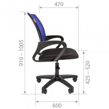 Кресло офисное <7024143> Chairman 696 LT TW-04 серый (спинка серая сетка, сиденье чёрная ткань)