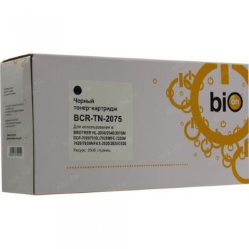 Картридж Bion TN-2075 для Brother HL-2030/HL-2040/HL-2070/HL-2070N/MFC-7420/Fax-2920/MFC-7220/Fax-2820/MFC-7820N/MFC-7820 (2500 стр.), Черный, с чипом