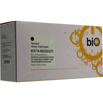 Картридж Bion BCR-TN-2275/450/2220 для Brother HL-2130/2132/2240/2240D/2250DN/2270DW, DCP-7055/7060/7065DN, MFC-7360/7460DN/7860D (2600 стр.),Черный,