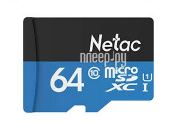 Карта памяти Netac <NT02P500STN-064G-R> microSDXC Memory Card 64Gb UHS-I U1 + microSD-->SD Adapter