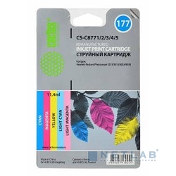 Комплект картриджей CACTUS C8771/2/3/4/5 CS-C8771/2/3/4/5 многоцветный для №177 HP PhotoSmart 3213/3313/8253 (11,4ml) Комплект цветных картриджей