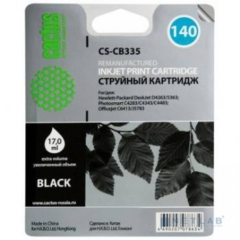 Картридж Cactus CS-CB335 №140 черный для HP DJ D4263/D4363 (17мл)