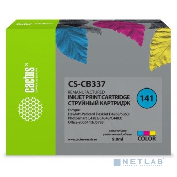 Картридж Cactus CS-CB337 №141 многоцветный (9мл) для HP DJ D4263/D4363/D5360/DJ J5783/J6413
