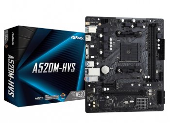 Материнская плата Asrock A520M-HVS Soc-AM4 AMD A520 2xDDR4 mATX AC`97 8ch(7.1) GbLAN RAID+VGA+HDMI