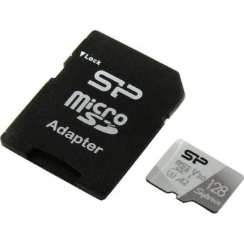 Карта памяти Silicon Power <SP128GBSTXDA2V20SP> microSDXC Memory Card 128Gb UHS-I U3 V30 A2 + microSD-->SD Adapter
