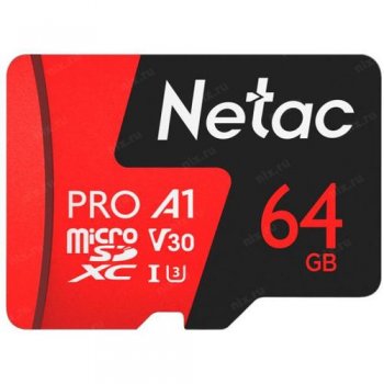 Карта памяти Netac <NT02P500PRO-064G-S> microSDXC Memory Card 64Gb A1 V30 UHS-I U3