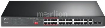Коммутатор TP-Link TL-SL1226P (L2) 24x100Мбит/с 2x1Гбит/с 2xКомбо(1000BASE-T/SFP) 24PoE+ 250W неуправляемый
