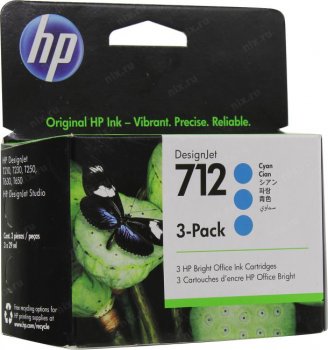 Картридж HP 712 3ED77A голубой тройная упак. (29мл) для DJ Т230/630