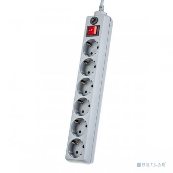 Сетевой фильтр Perfeo "POWER+", PF_A4673 (3,0м, 6 розеток, серый (PF-PP-6/3,0-G))