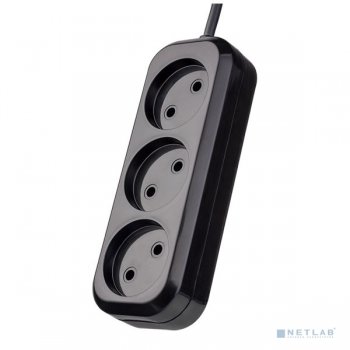 Сетевой удлинитель Perfeo без заземления "RU POWER", PF_B4066 (3,0м, 3 розетки, чёрный (Р16-012))
