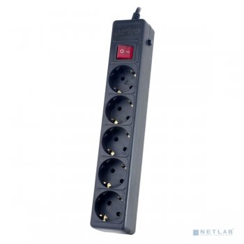 Сетевой фильтр Perfeo "POWER+" PF_A4658, 1,8м, 5 розеток, черный (PF-PP-5/1,8-B)