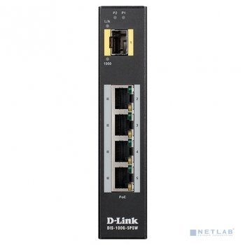 Коммутатор D-Link DIS-100G-5PSW/A1A промышленный неуправляемый с 4 портами 10/100/1000Base-T, 1 портом 1000Base-X SFP, функцией энергосбере
